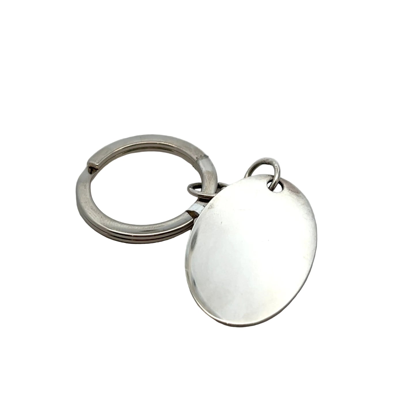 Sterling Silver Key Ring with Round Flat Disc