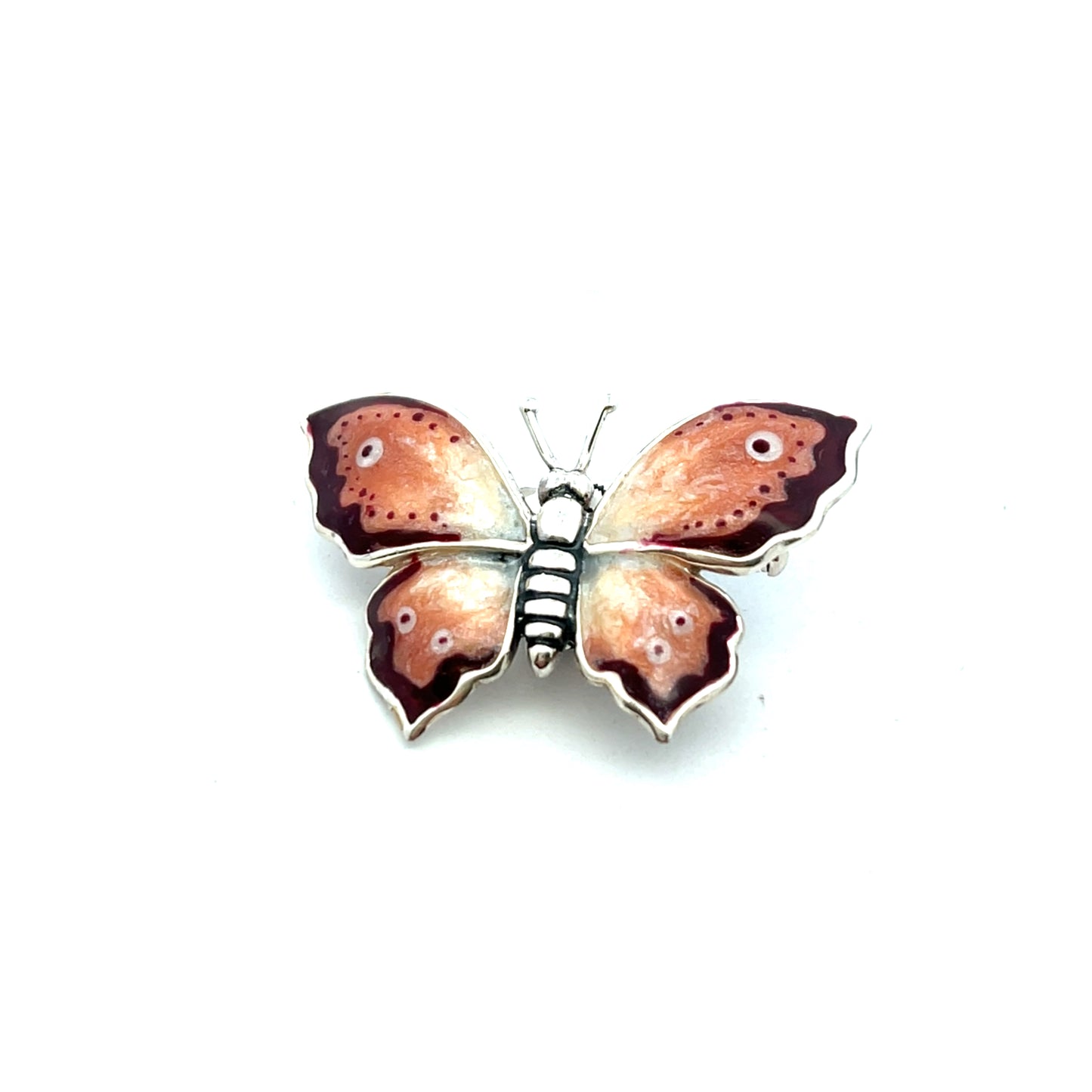 Sterling Silver Hand Enameled Butterfly Brooch
