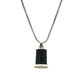 Unique & Co Stainless Steel Black Inlay Rectangular Tag Pendant And Chain