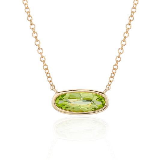 9ct Yellow Gold Oval Peridot Necklace