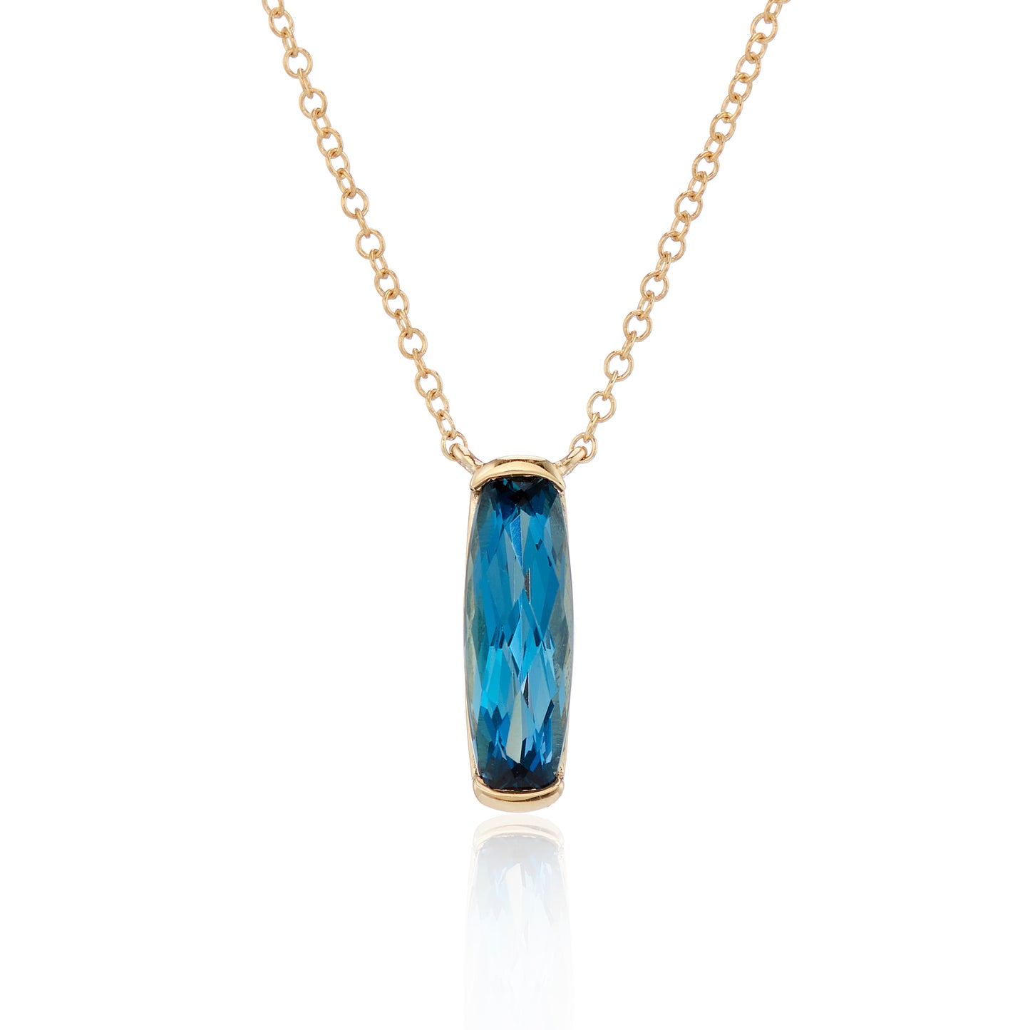 9ct Yellow Gold Light Blue Topaz Necklace