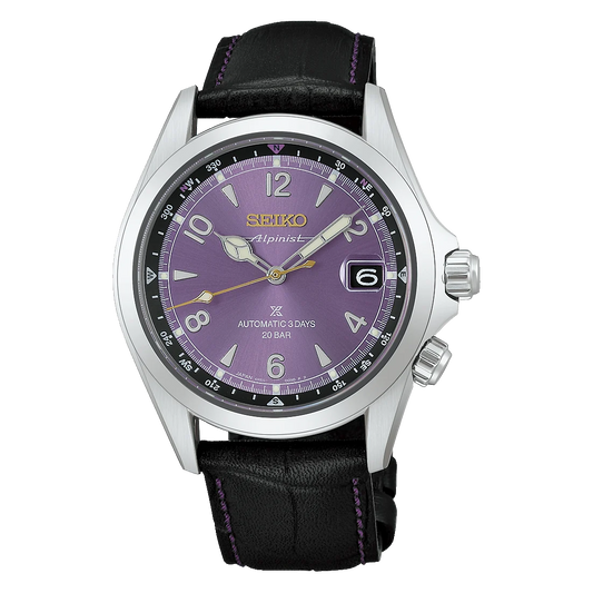 Seiko 145th Anniversary Alpinist Automatic Limited Edition Watch in Edo Purple HBC006J1