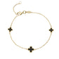 9ct Yellow Gold Black Onyx Quatrefoil Trace Chain Bracelet