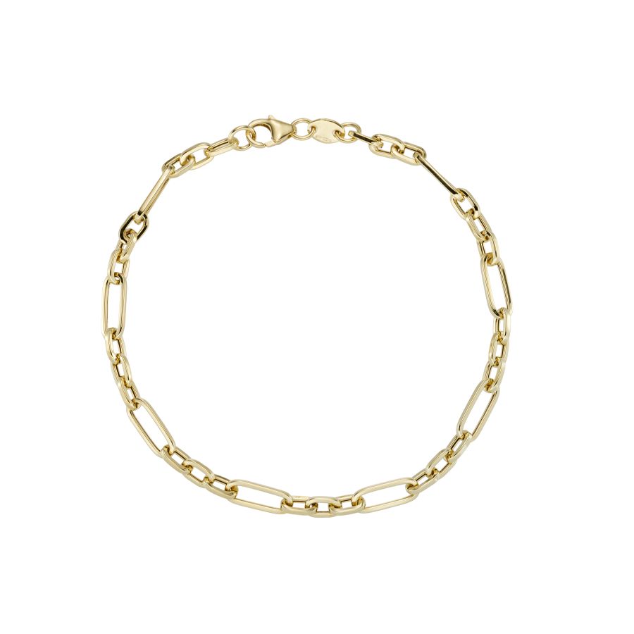 9ct Yellow Gold Hollow Link Bracelet 7"