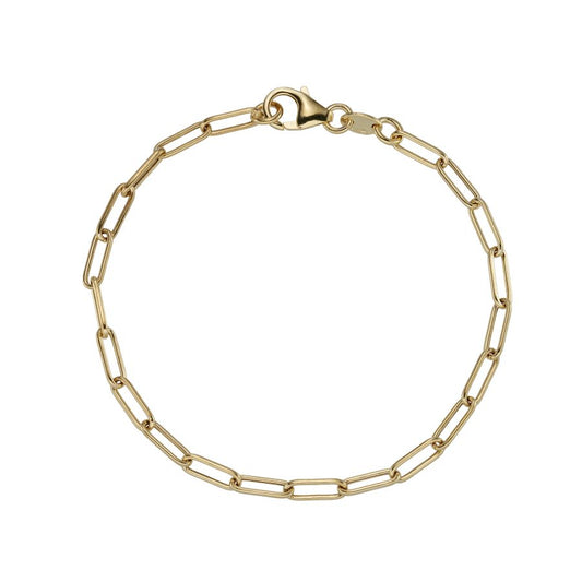 9ct Yellow Gold Mini Hollow Paper Link Bracelet 7"