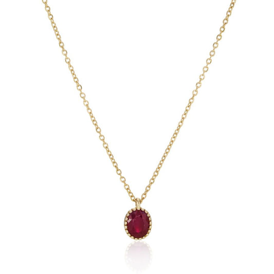 9ct Yellow Gold Oval Ruby Pendant and Chain