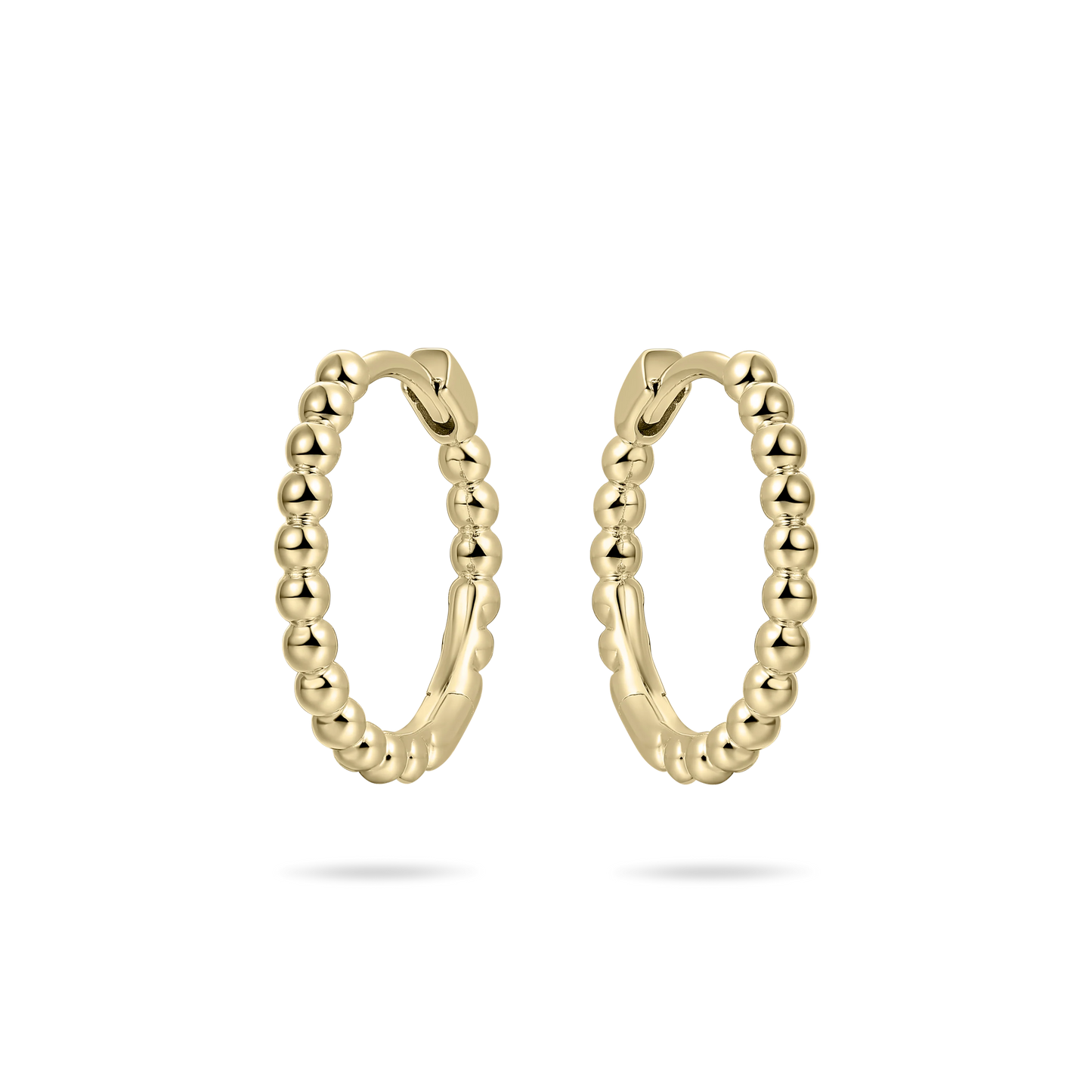 Yellow Gold Plated Beaded Hoop Earrings 18mm