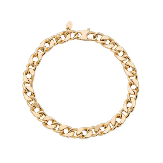9ct Yellow Gold Flat Hollow Curb Link Bracelet 8"