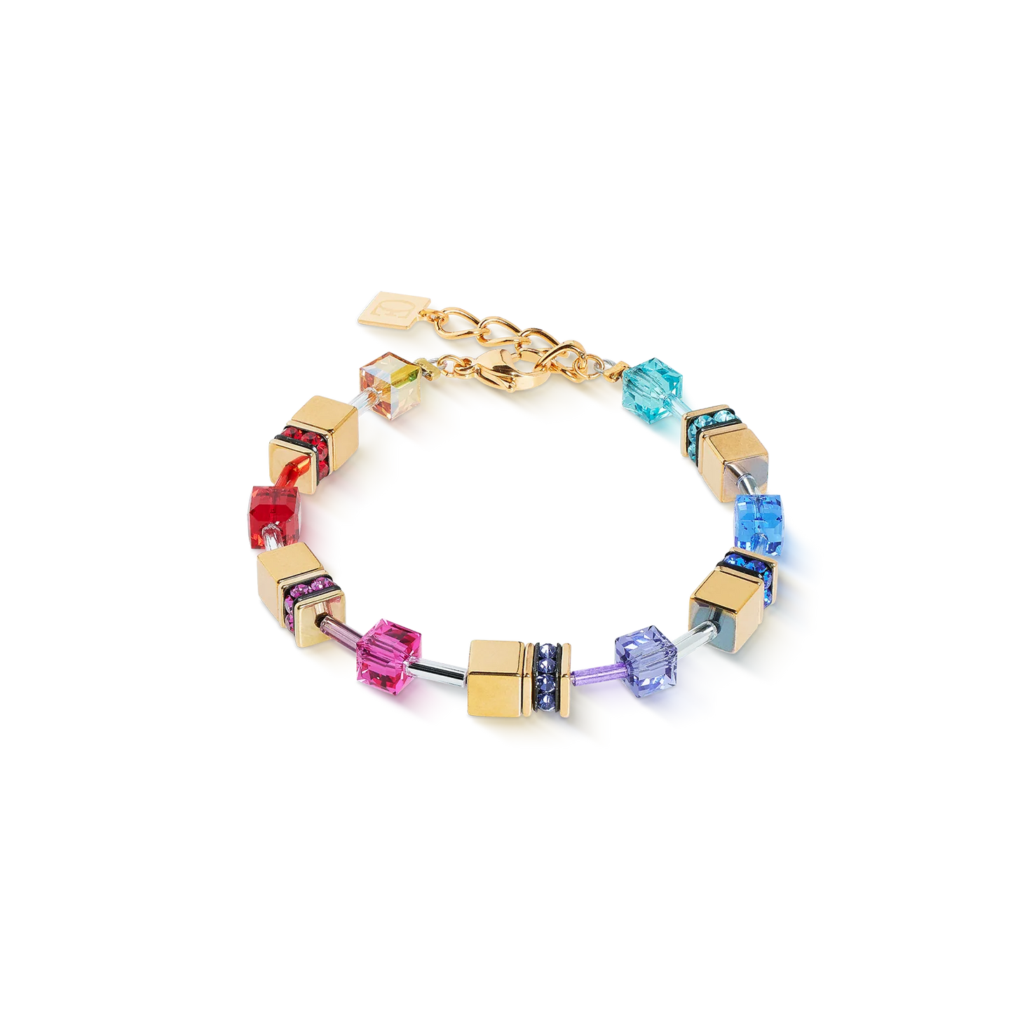 Coeur De Lion Iconic Multicolour Rainbow Yellow Gold Plated Bracelet