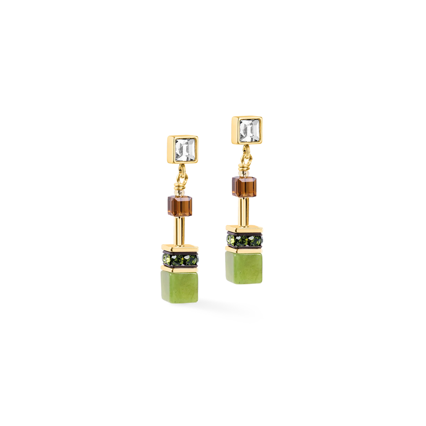 Coeur De Lion GeoCUBE® Iconic Wave Stud Earrings Forest Gold