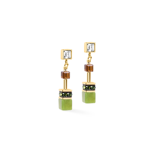 Coeur De Lion GeoCUBE® Iconic Wave Stud Earrings Forest Gold