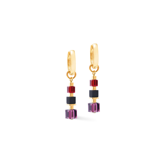 Coeur De Lion Hoop Earrings Cube Mix Precious Berry Gold