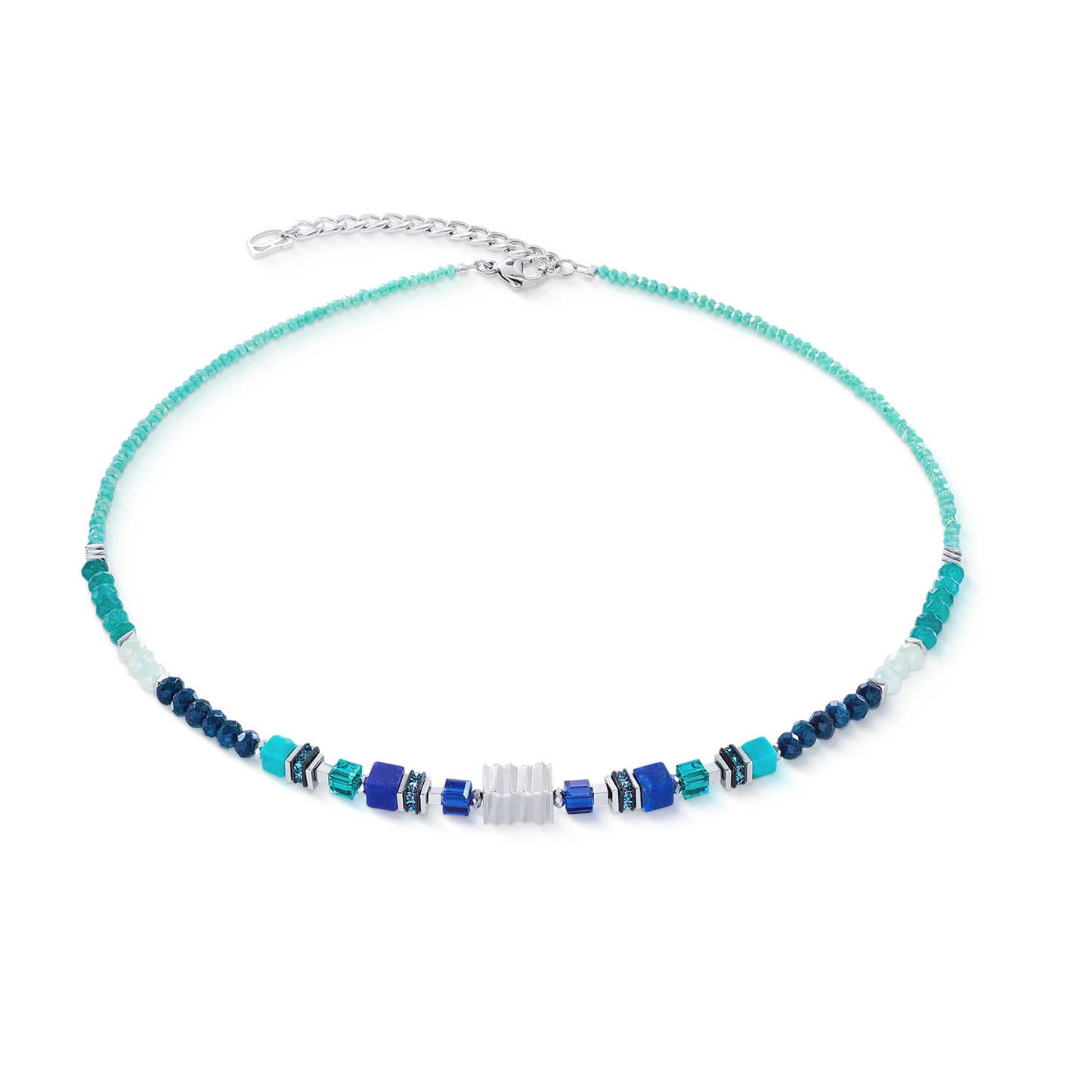Coeur De Lion Wave Precious Flow Transformative Teal Cubes Necklace