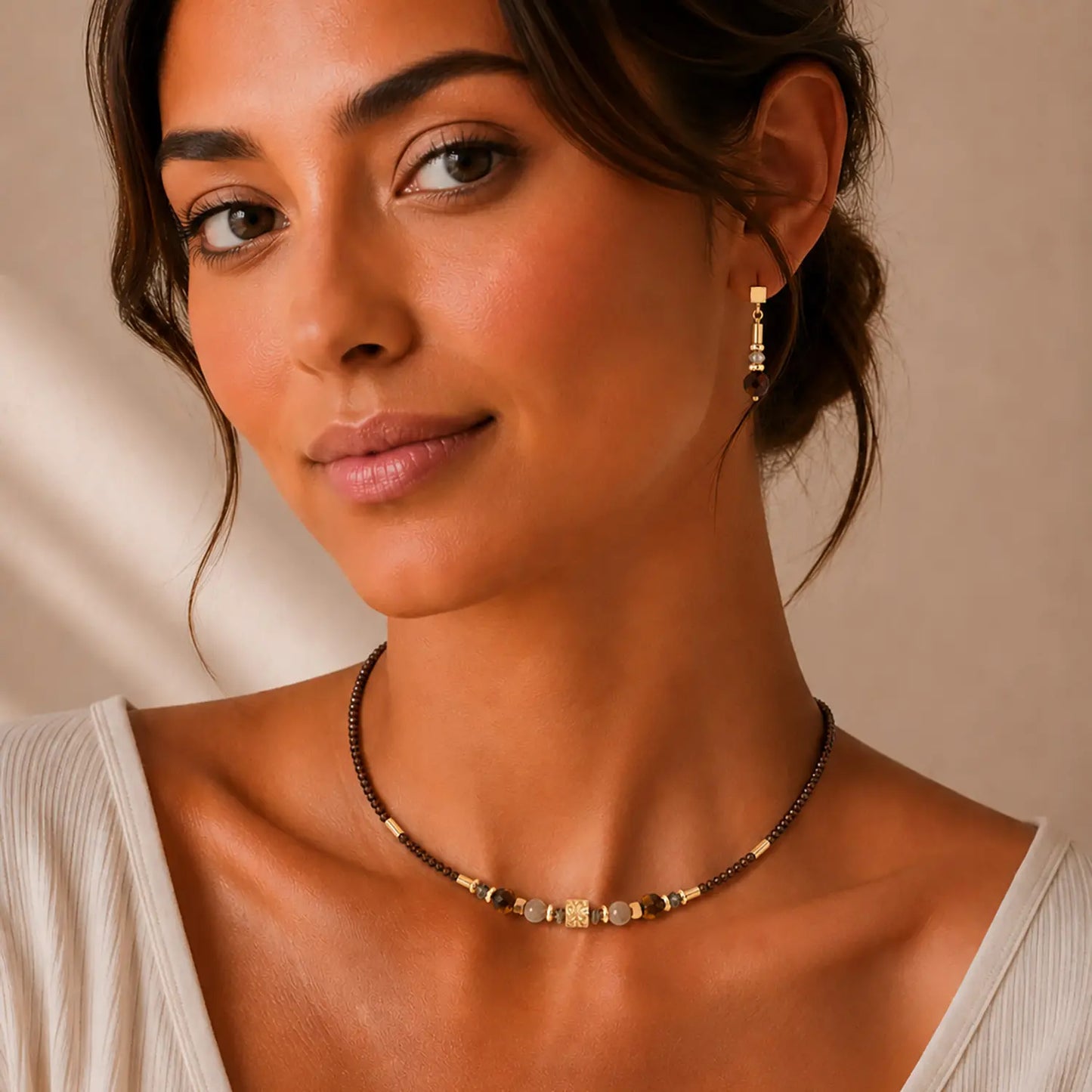 Coeur De Lion Necklace Cube Balance Golden Hazel