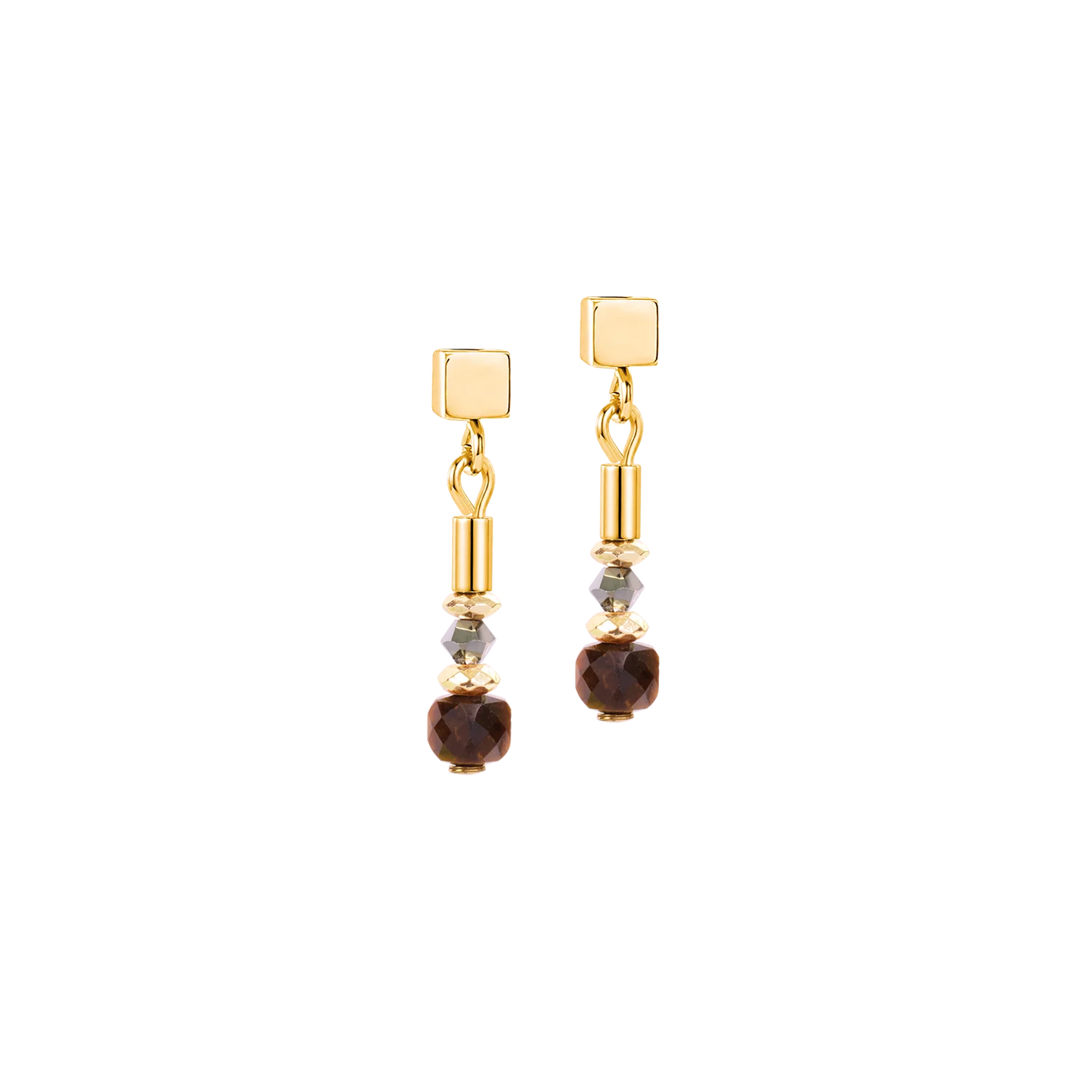 Coeur De Lion Stud Earrings Cube Balance Golden Hazel