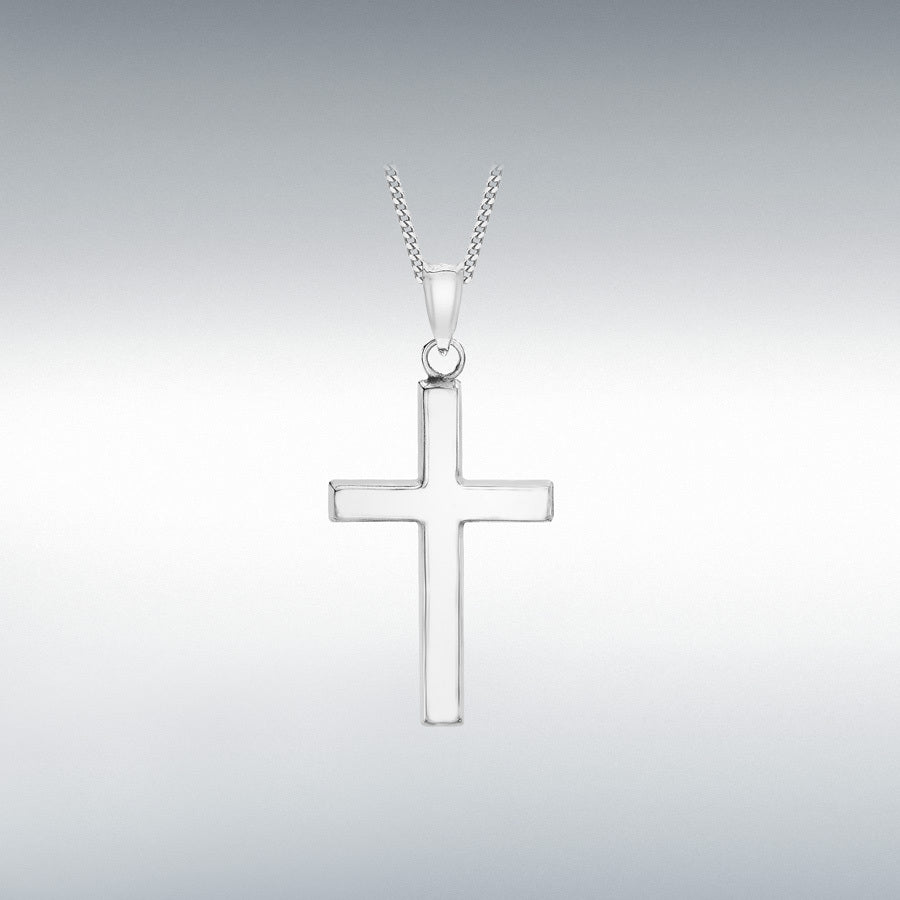 9ct White Gold Polished Hollow Cross