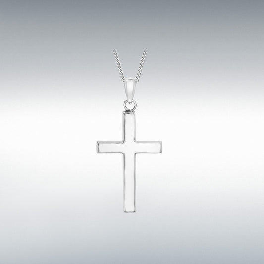 9ct White Gold Polished Hollow Cross