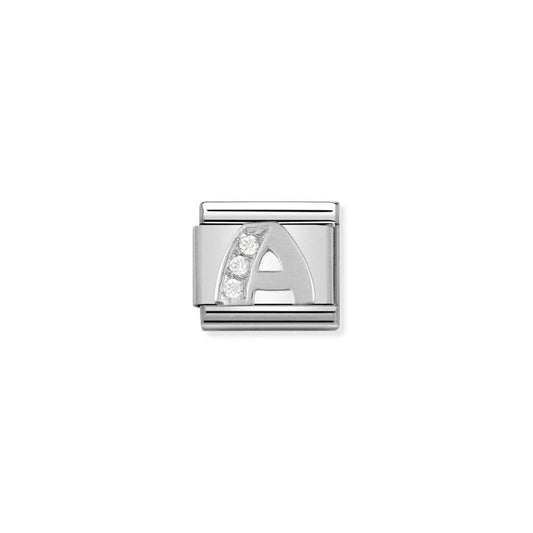 Nomination Silver CZ Letter A Initial Charm 330301/01