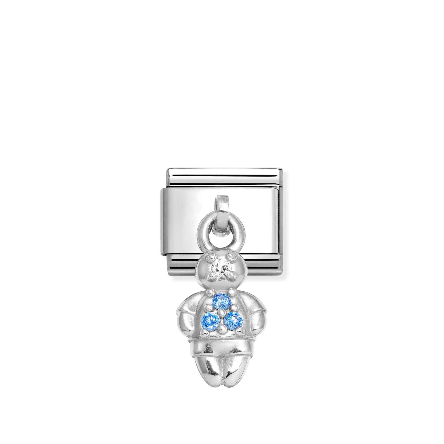 Nomination Composable Silvershine Blue Boy Cubic Zirconia Dangly 331800/29