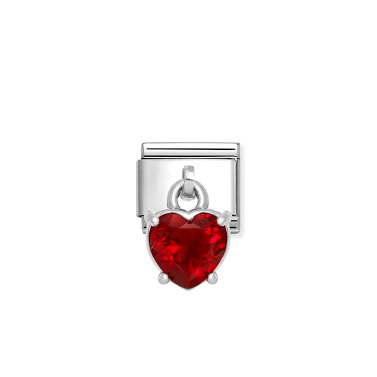 Nomination Composable Classic Red Cubic Zirconia Heart Dangly 331812/13