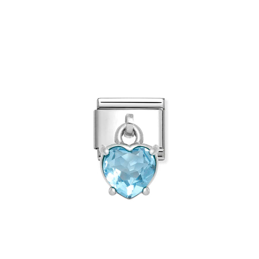Nomination Composable Silvershine Blue Cubic Zirconia Heart Dangly 331812/15