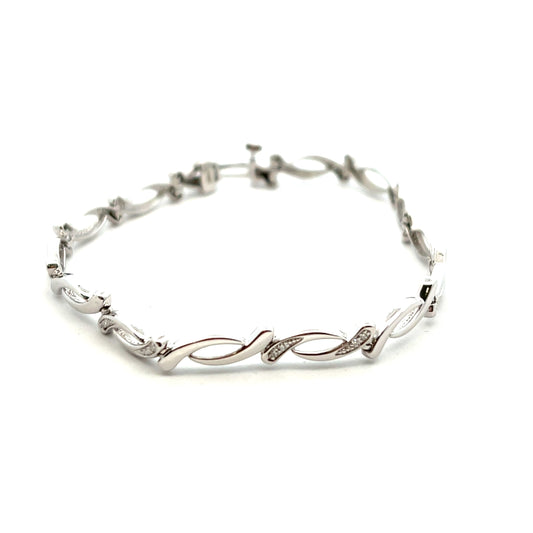 9ct White Gold 0.14ct Diamond Bracelet