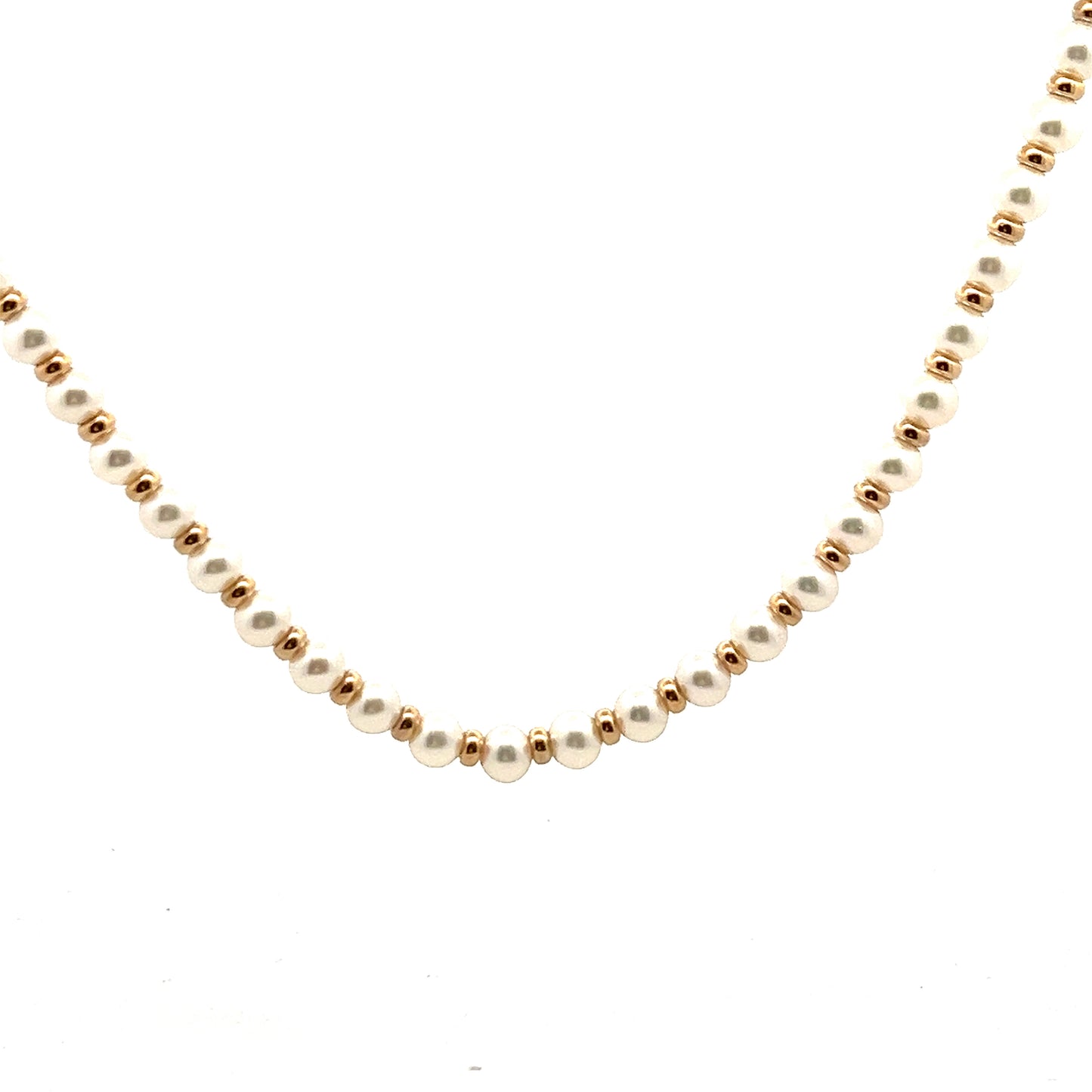 9ct Yellow Gold Freshwater Cultured Pearls Alternating Necklace