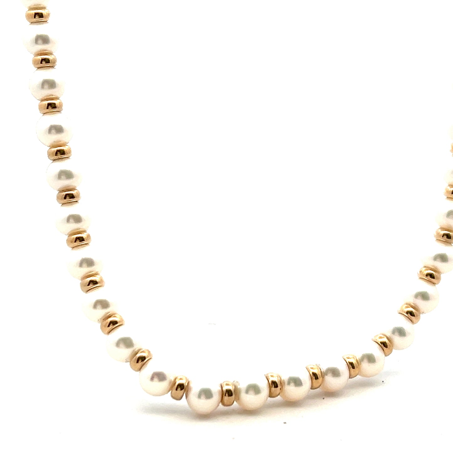 9ct Yellow Gold Freshwater Cultured Pearls Alternating Necklace