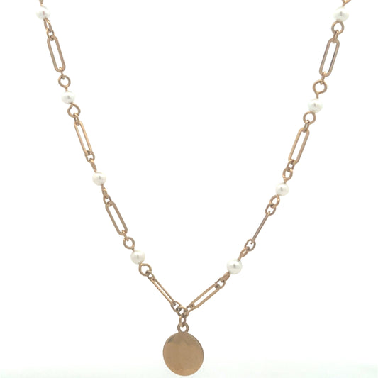 9ct Yellow Gold Freshwater Cultured Pearl 18" Chain with Dropper