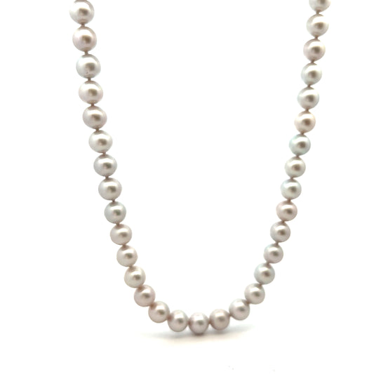 9ct White Gold Freshwater Cultured Pearl Light Grey Necklace