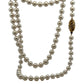 9ct Yellow Gold Diamond Clasp 38" Single Row Freshwater Cultured Pearl Necklace