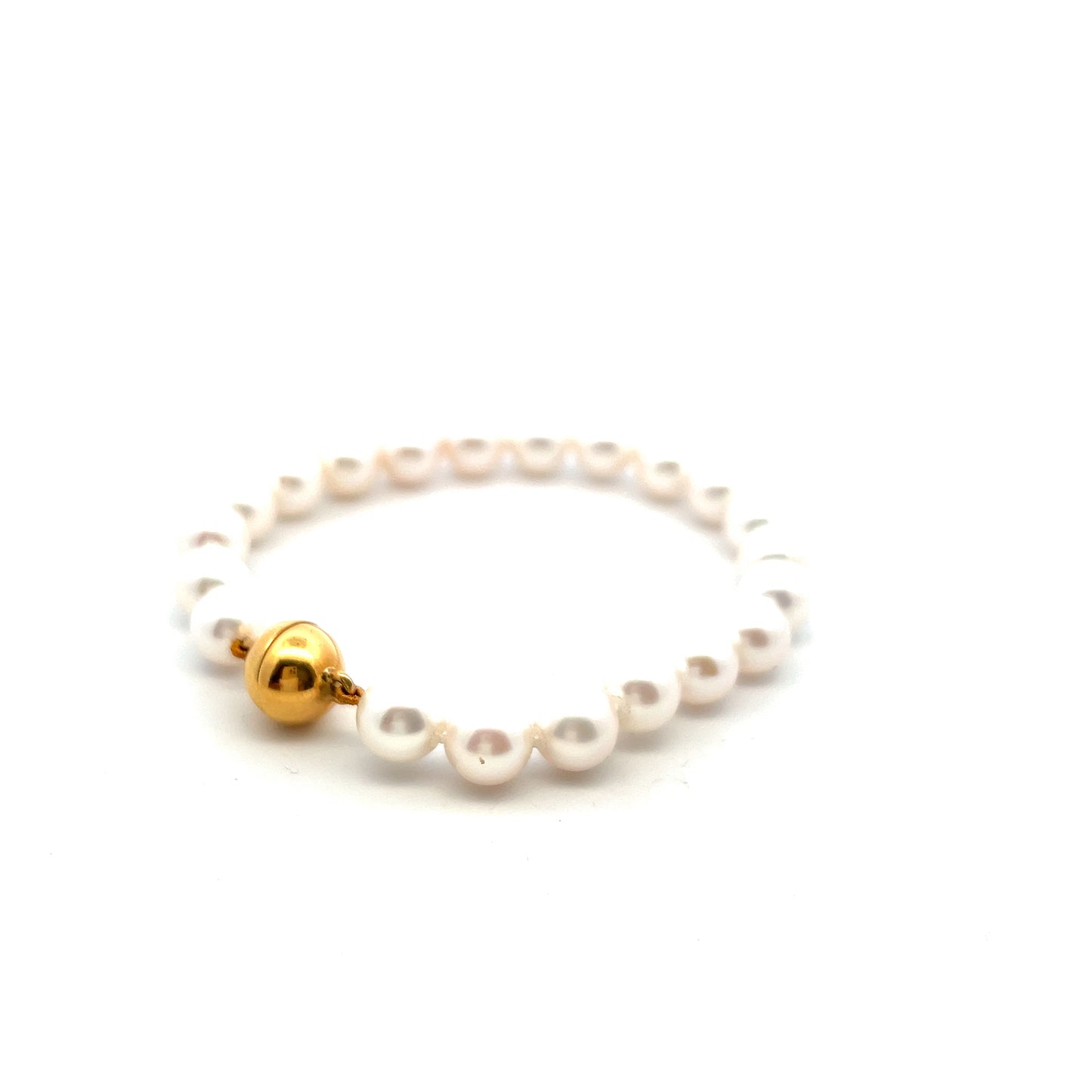 18ct Yellow Gold Magnetic Ball Clasp 8/8.5mm Cultured Pearl Bracelet