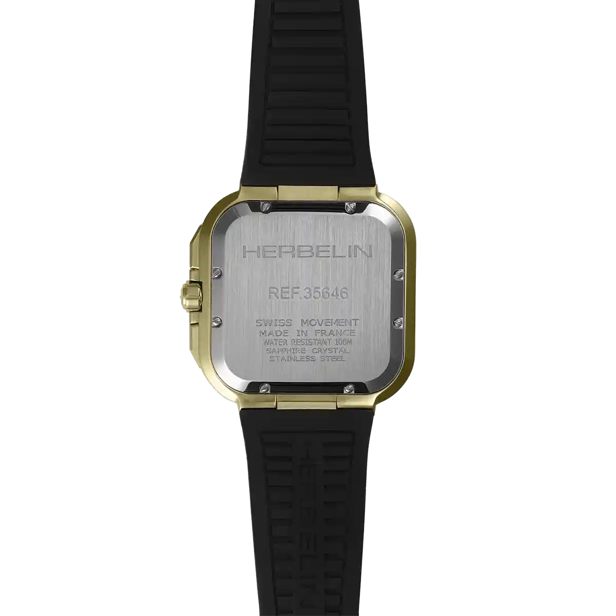 Herbelin Cap Camarat Black Dial Chronograph PVD Gold Strap Watch 35646P1N14CA