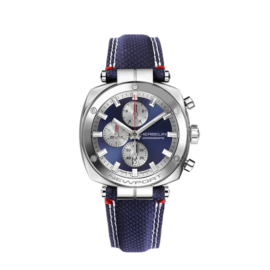 Herbelin Newport Heritage Blue Dial Chronograph Steel Watch 35664AP25