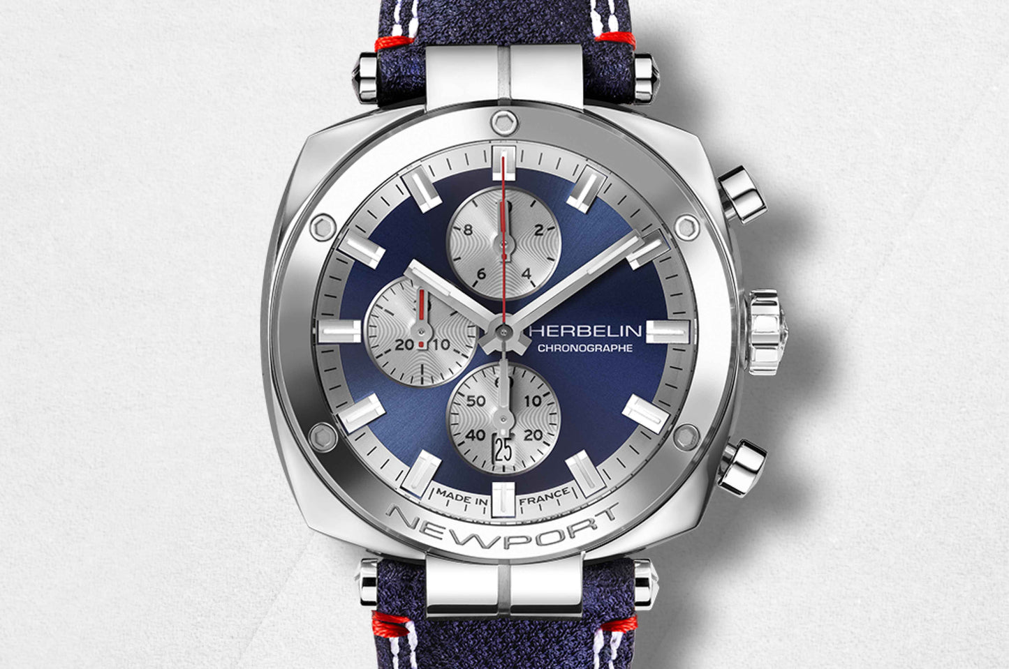 Herbelin Newport Heritage Blue Dial Chronograph Steel Watch 35664AP25