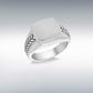 Sterling Silver Rhodium Plated 15mm x 15mm Square Braided Signet Ring Size S
