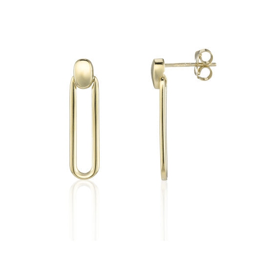 9ct Yellow Gold Paperclip Drop Earrings