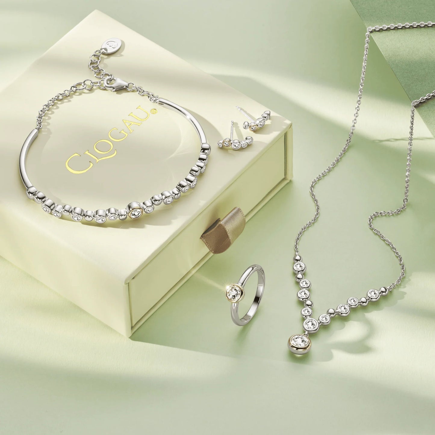 Clogau® Celebration Sterling Silver Curved Stud Earrings with Topaz