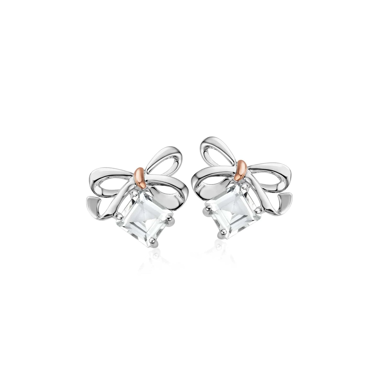 Clogau White Topaz Christmas Bow Stud Earrings 3SCGS0715