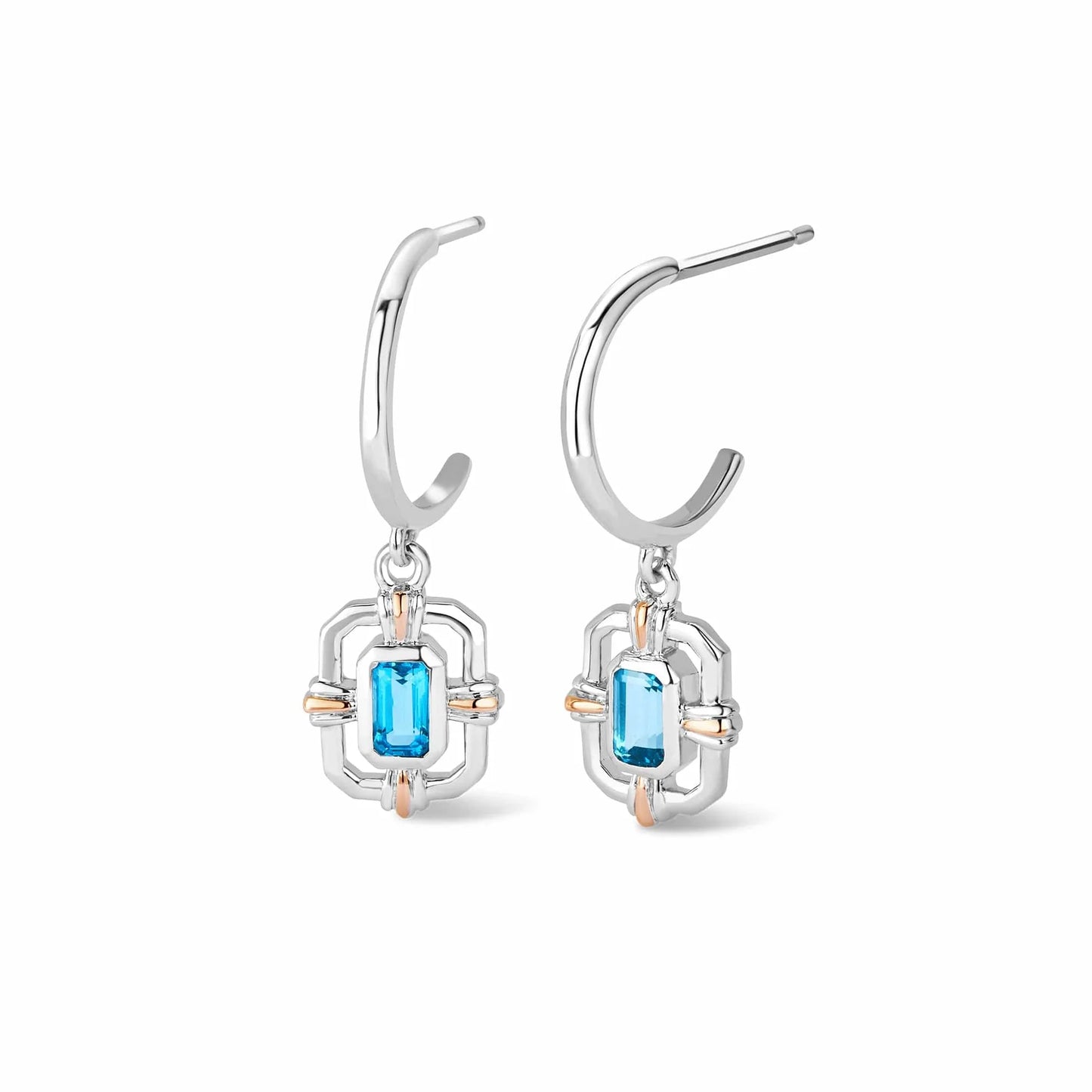 Clogau Enchanted Gateways Swiss Blue Topaz Hoop Drop Earrings 3SEGW0730