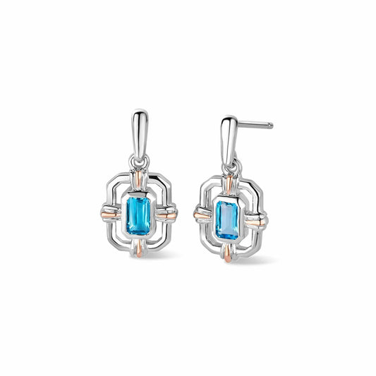 Clogau Enchanted Gateways Swiss Blue Topaz Drop Stud Earrings 3SEGW0731