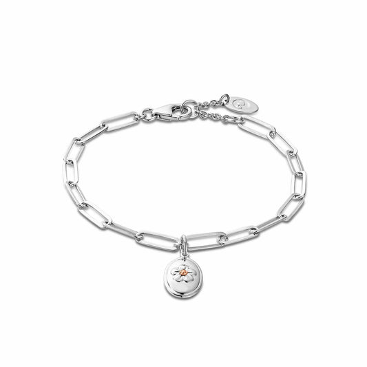 Clogau Forget Me Not Oval Drop Open Link Bracelet 3SFMN0747