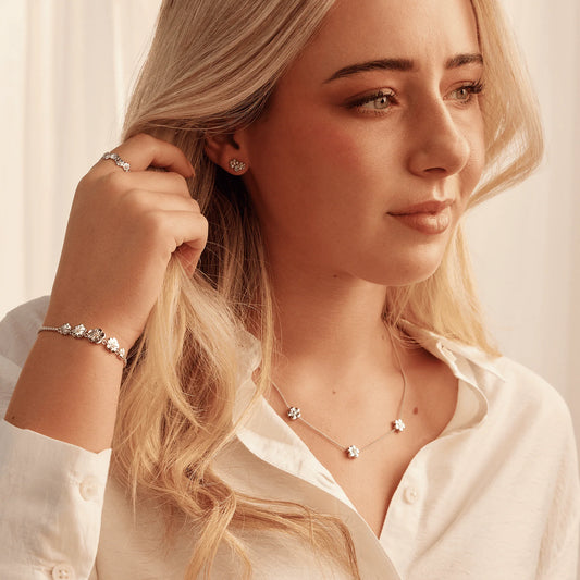 Clogau Nature's Wonder Sterling Silver Forget-Me-Not Cluster Stud Earrings with Swiss Blue Topaz