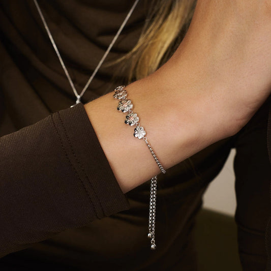 Clogau Sterling Silver Forget Me Not Adjustable Bracelet 3SFMN904