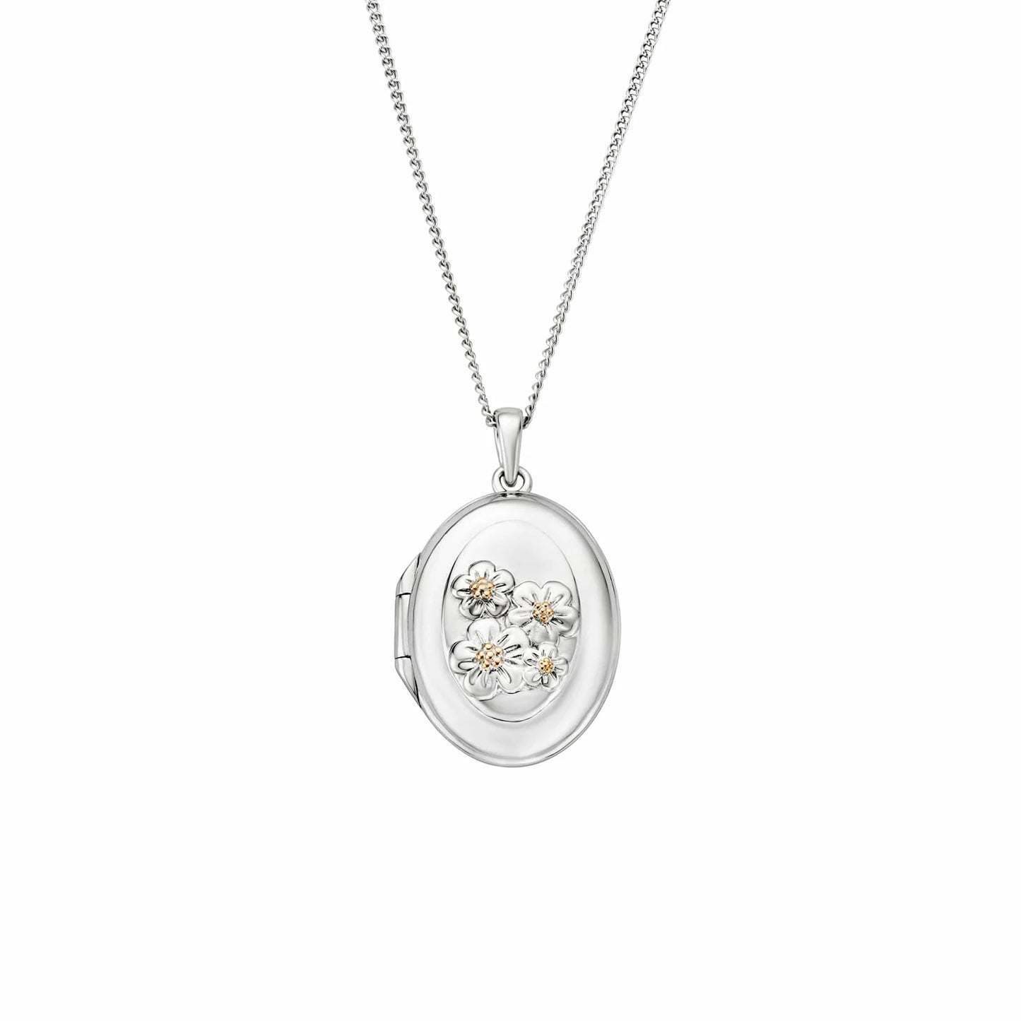 Clogau Nature's Wonder Sterling Silver Forget Me Not Locket Necklace 3SFMN907