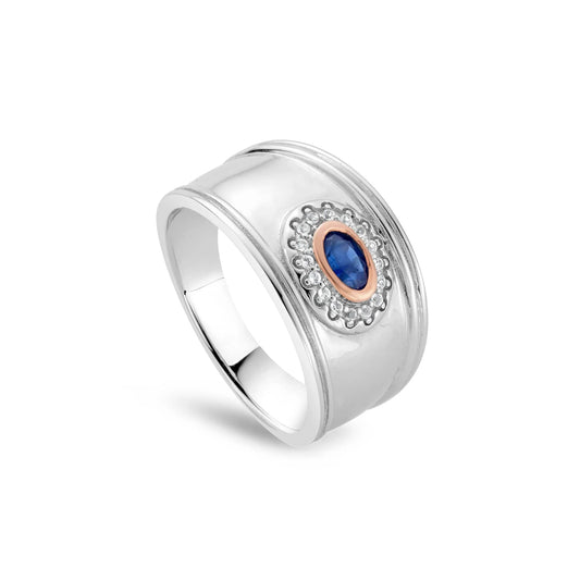 Clogau Sterling Silver Princess Diana Sapphire and Topaz Ring Size N 3SLDD0075