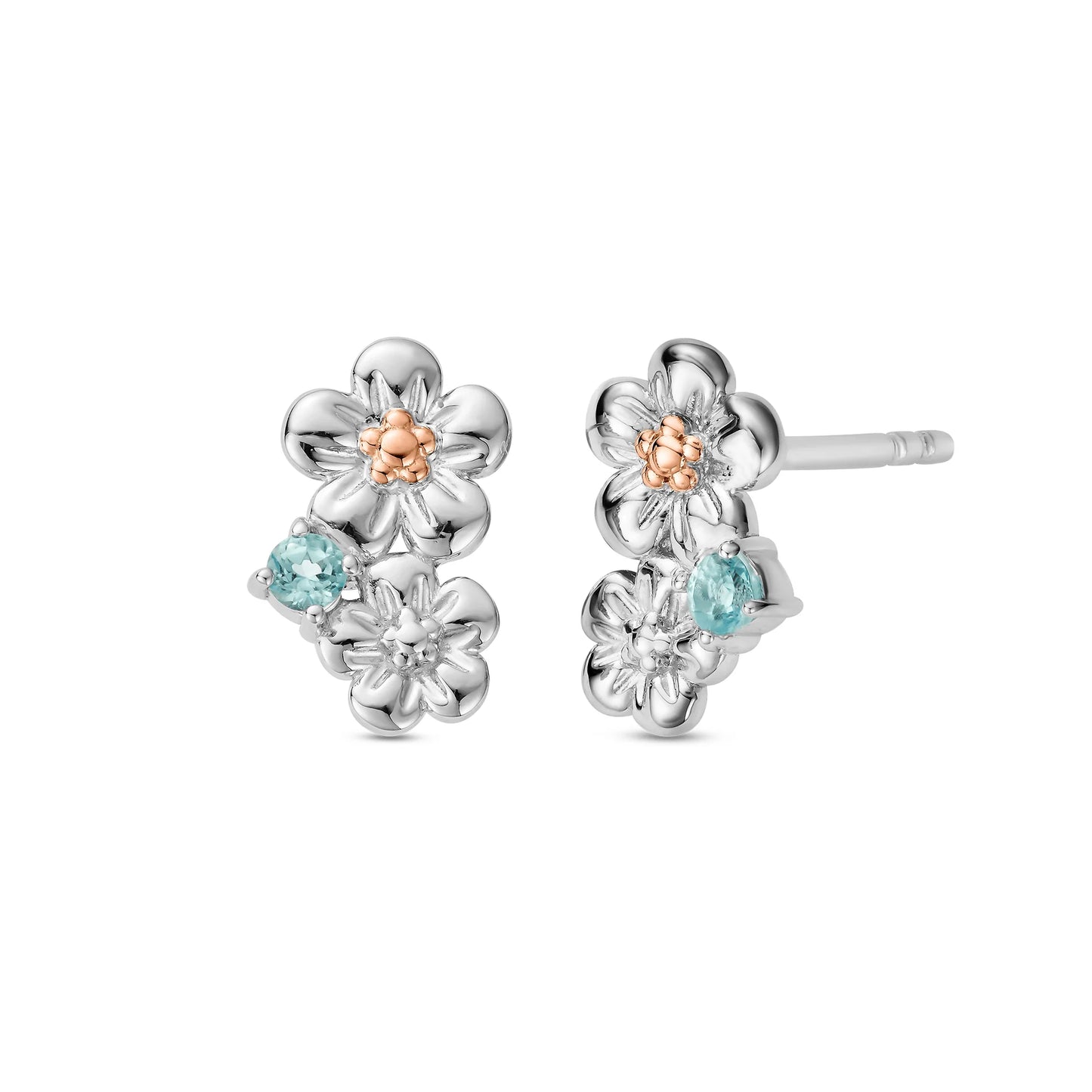 Clogau Nature's Wonder Sterling Silver Forget-Me-Not Cluster Stud Earrings with Swiss Blue Topaz