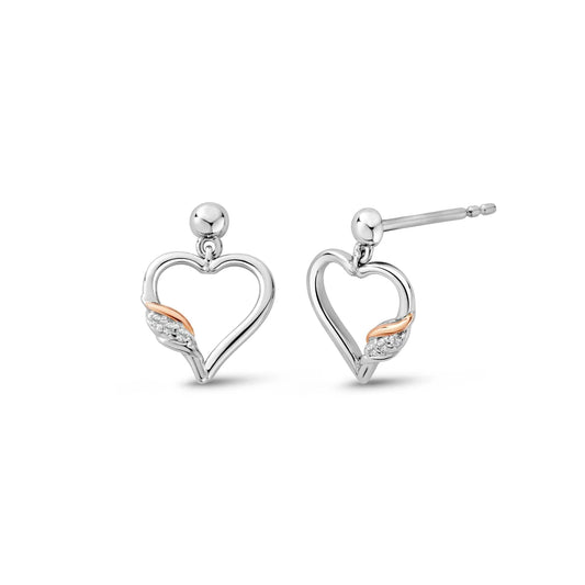 Clogau Silver Past Present And Future Heart Drop Earrings 3SPPF0800