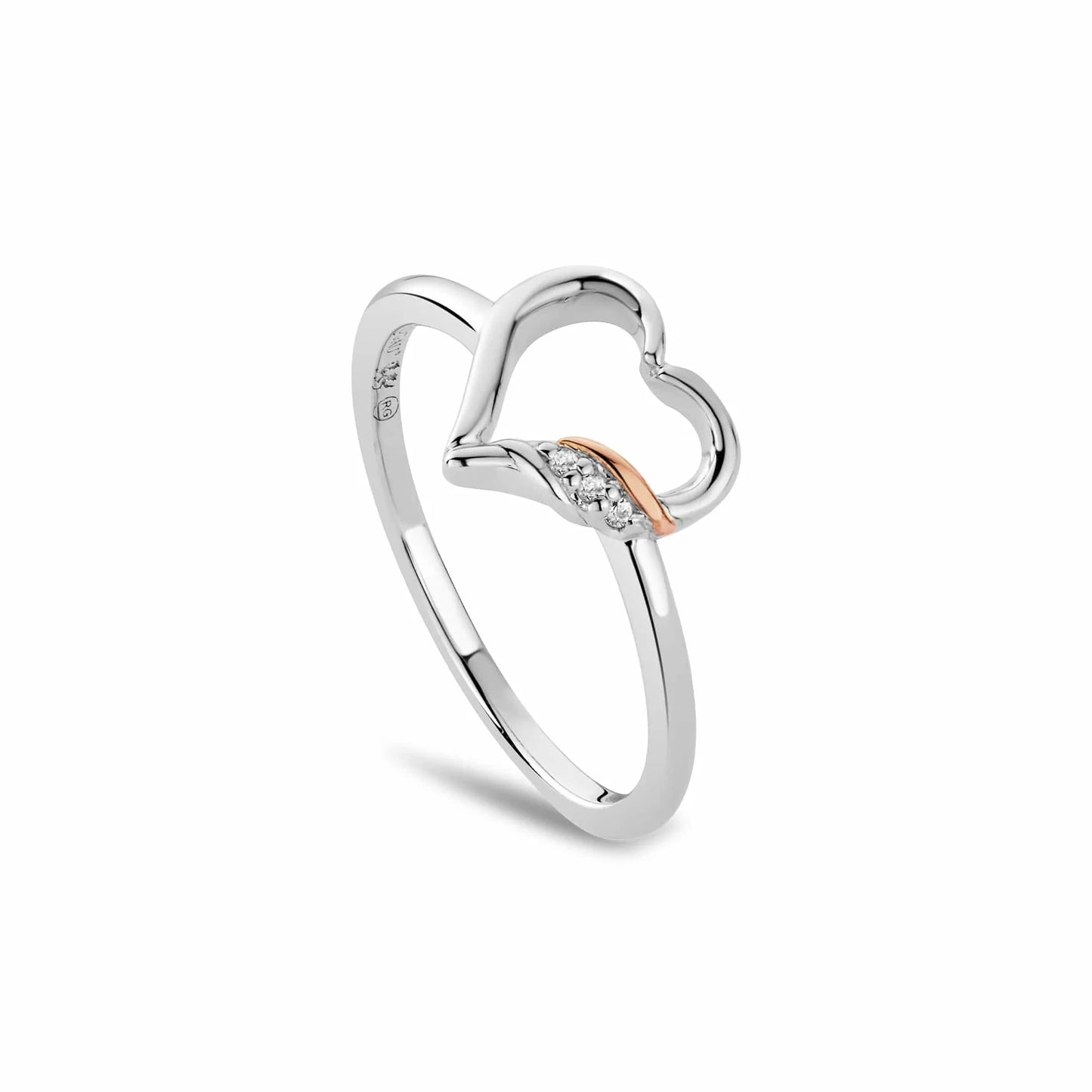 Clogau Silver Past Present And Future Heart Ring 3SPPF0801 Size L