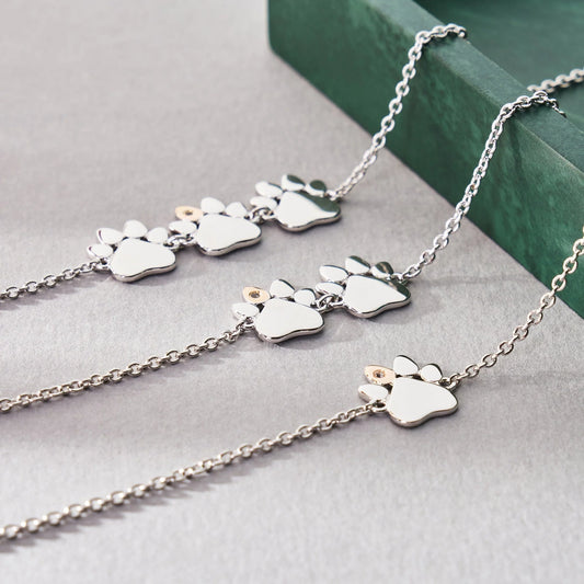 Clogau Sterling Silver Paw Prints On My Heart Double Paw Bracelet 3SPWP0823